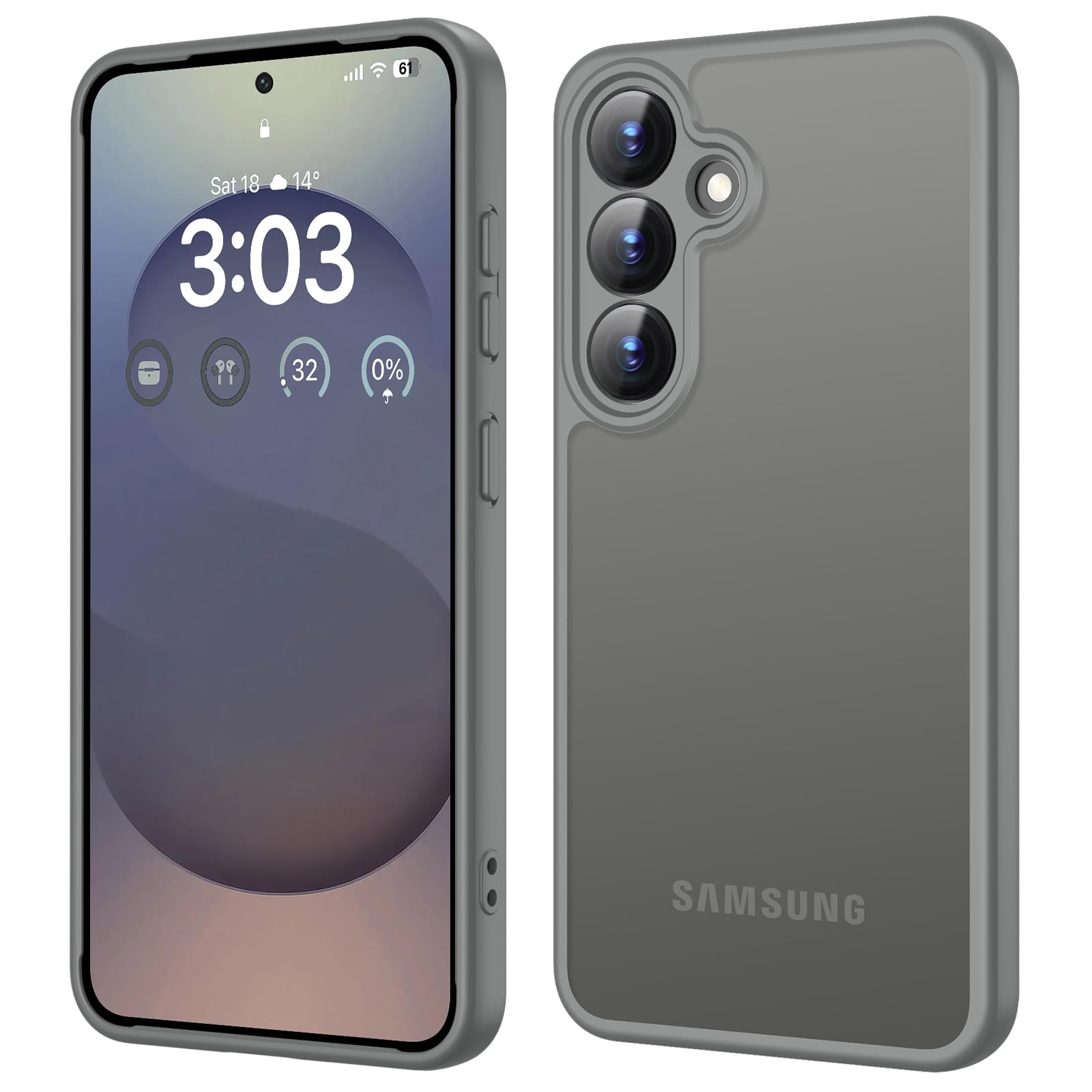 ORDA für Samsung Galaxy S25 Hülle 6,2 Zoll, Vollständiger Kameraschutz Stoßfest Kratzfest Transluzente Rückseite Schutzhülle, Anti-Fingerabdruck Matt Handyhülle für Samsung S25 (Grau)