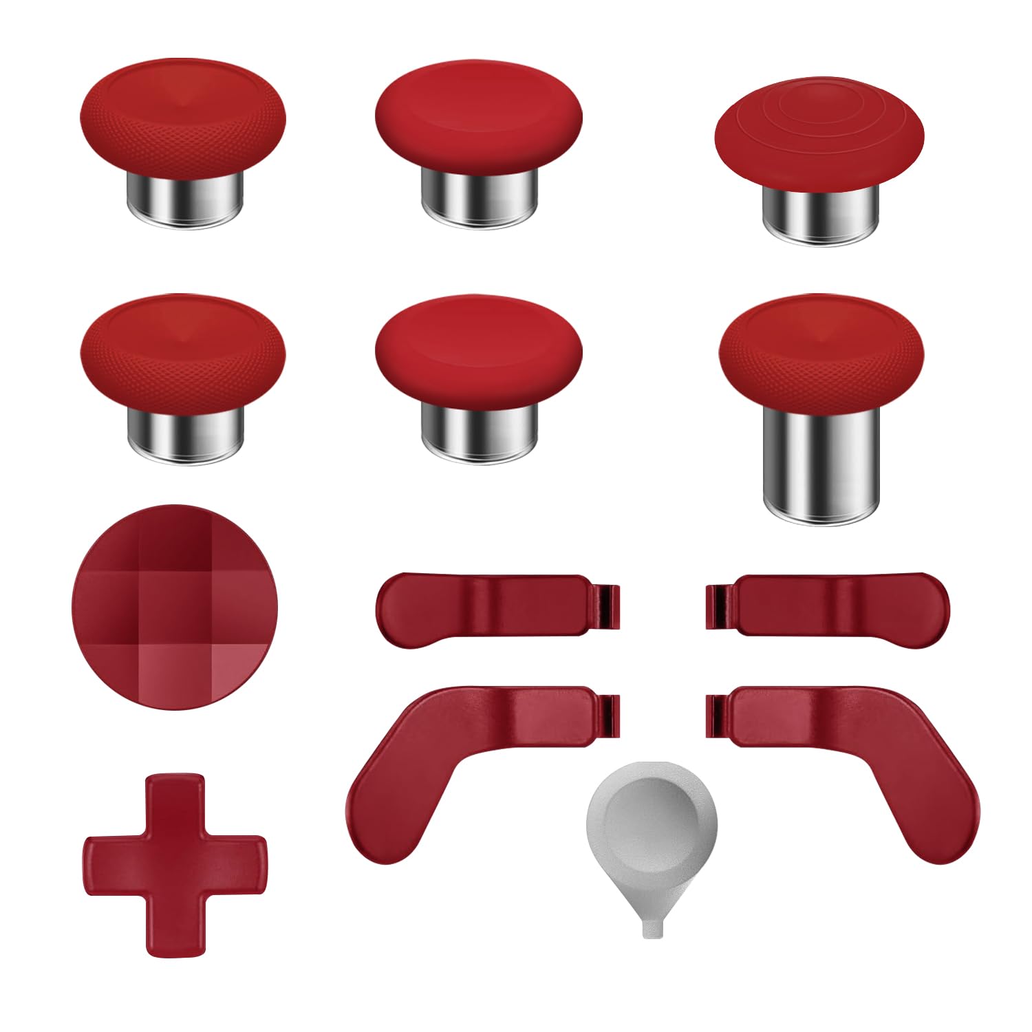 Metal Thumbsticks for Xbox One Elite Series 2 Controller, 13 in 1 Xbox Controller Elite Series 2 Replacement Gaming Accessories, Metal Mod 6 Swap Joystick, 4 Paddles, 2 D-Pads, 1 Tool, Red