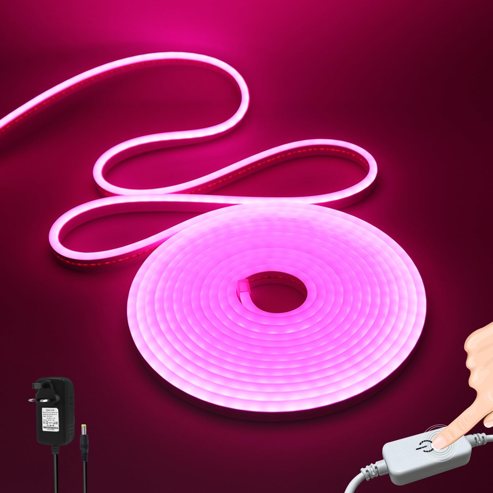 Wisada 24V Dimmable LED Neon Light Strip [8m, Pink], IP67 Waterproof Flexible, 120 LEDs/m SMD2835 LED Light Strip CRI85+, for Home/Store Decorative Lighting