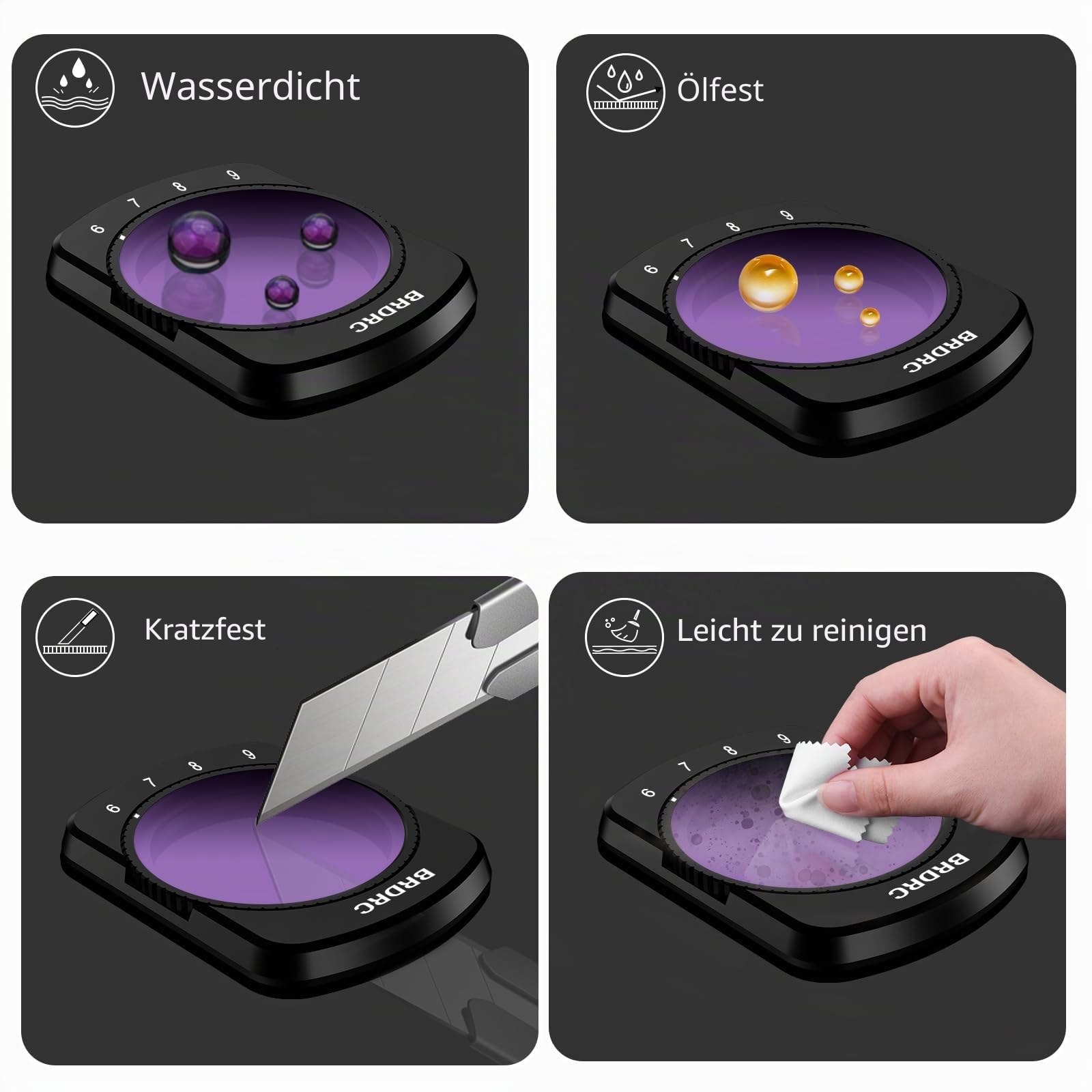BRDRC Pocket 3 ND-Filter-Set, 6 Stück, CPL ND4 ND8 ND16 ND32 ND64 Objektivfilter für DJI Osmo Pocket 3 Creator Combo Kamerazubehör - Stapelbar