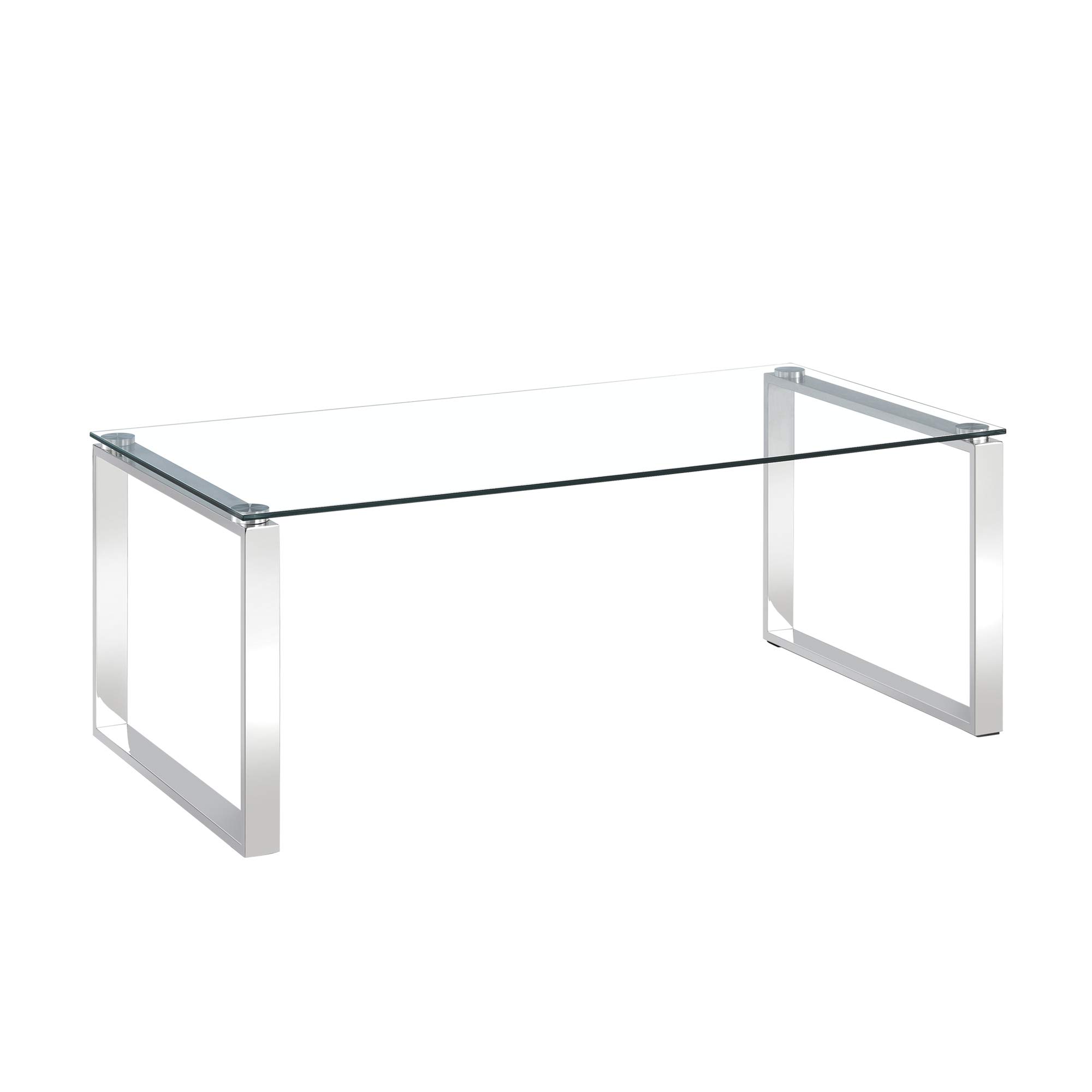 Charles Jacobs Clear Glass Coffee Table with Mirrored Finish Chrome Legs for Living Room Lounge