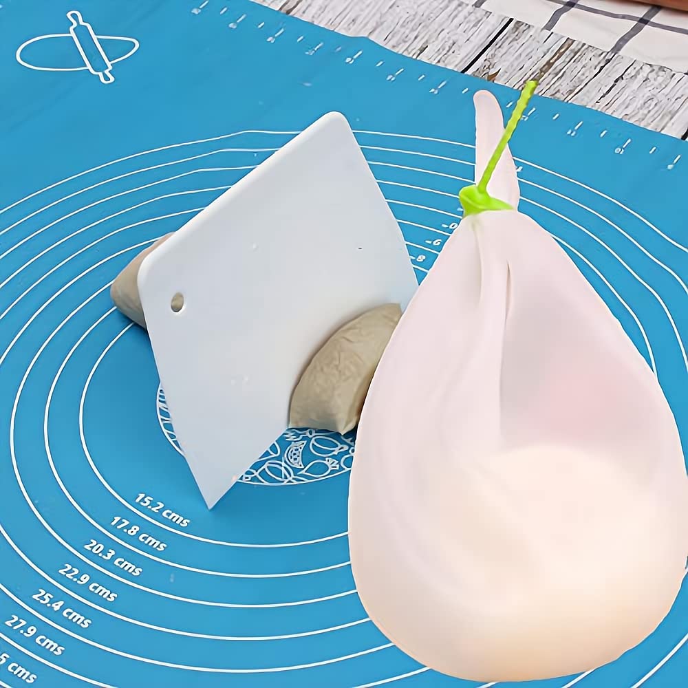 – ELECDON Silicone Baking Mat Set, Baking Pastry Tools Kitchen Kits Soft Silicone Kneading Bags, Plastic Scrapers, Dough Rolling Mat, Bread, Pastry, Pizza and Cake Flour Mixing Bags(3Pcs)