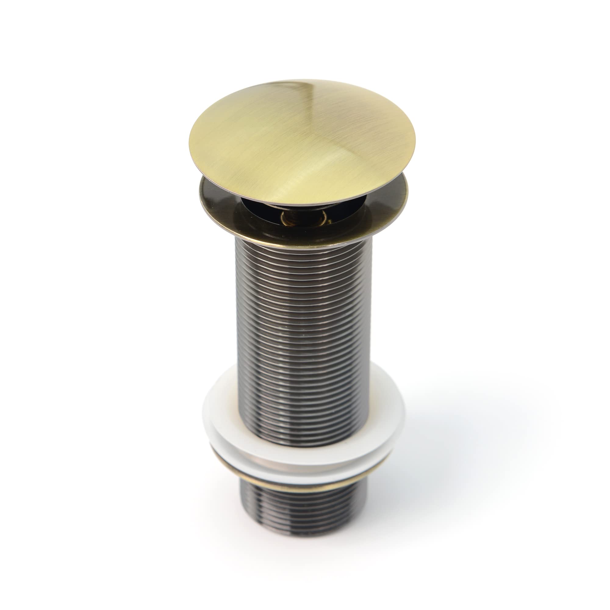 Valvola di scarico pop up da 120 mm senza troppopieno per lavabo e lavandino – scarico universale in ottone – scarico scarico con guarnizioni per vaschette di tutti i tipi