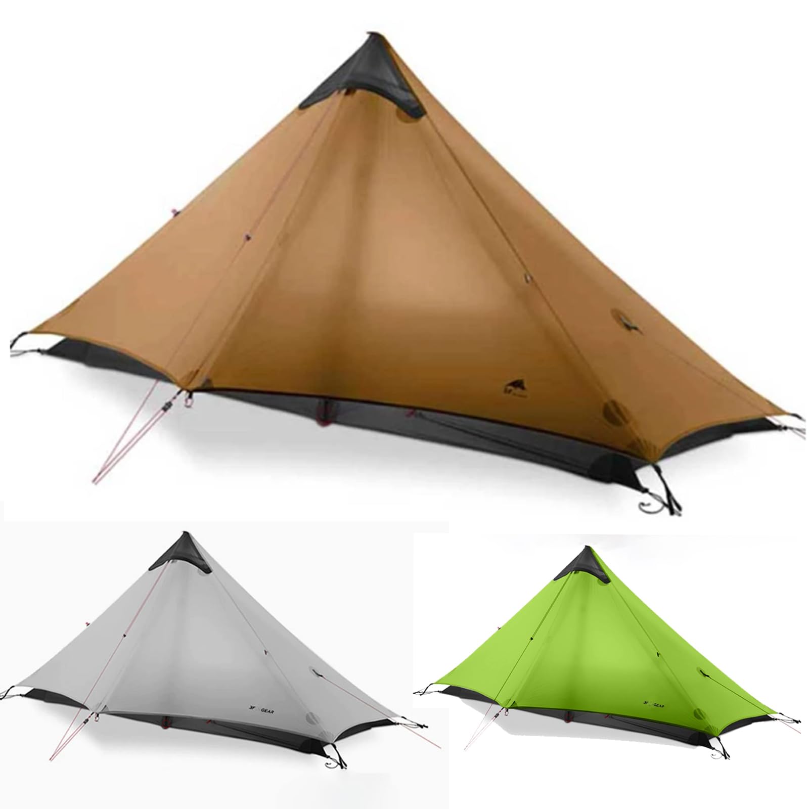 ROOMEDAL 3F UL Gear Lanshan Ultraleichtes Zelt, wasserdicht, professionelles Wanderzelt, 1 Personenzelte für Camping, 4 Jahreszeiten, Rucksackreisen, Zelt (Khaki-1 Personen, 4 Jahreszeiten) Sport & Freizeit