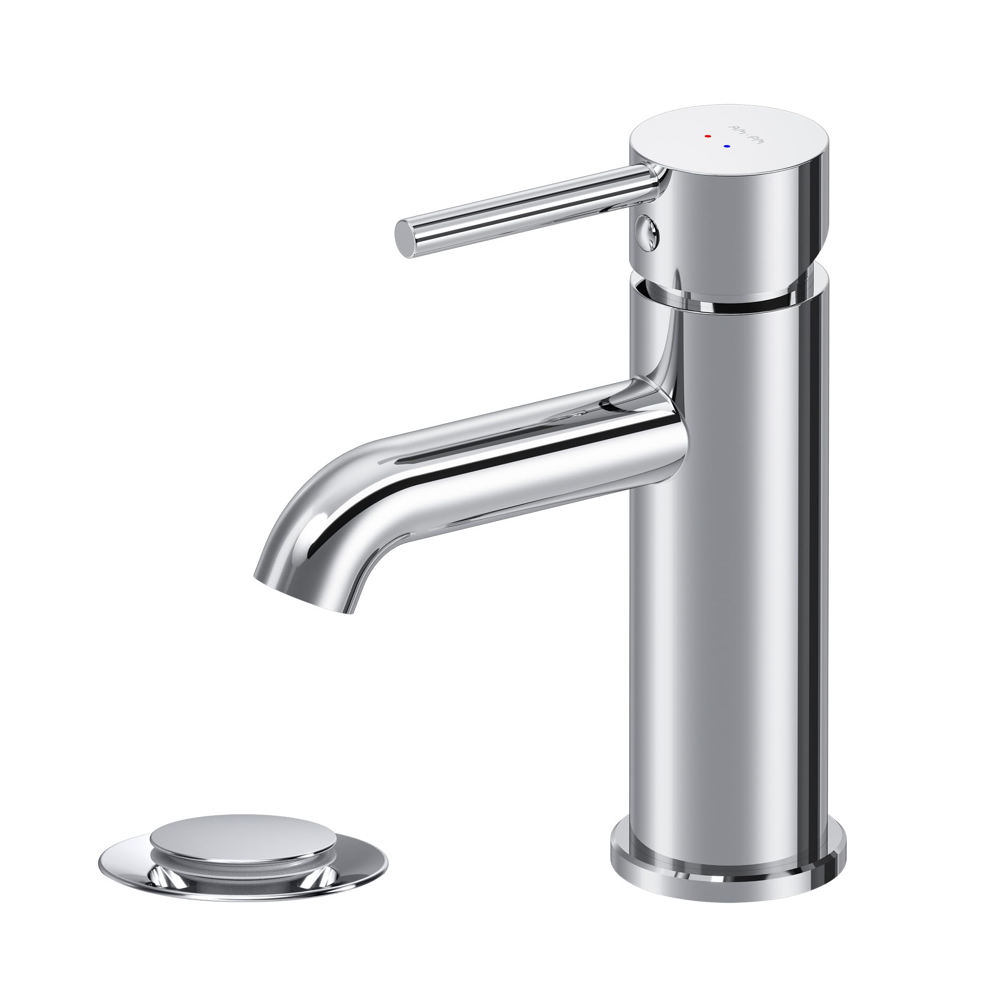 Wasserhahn Bad, Waschtischarmatur mit Klick-Ablaufgarnitur Chrom, Badarmatur aus Messing, Waschbecken Armatur Badezimmer, Einhebelmischer, Mischbatterie Waschbecken, AM.PM Spike