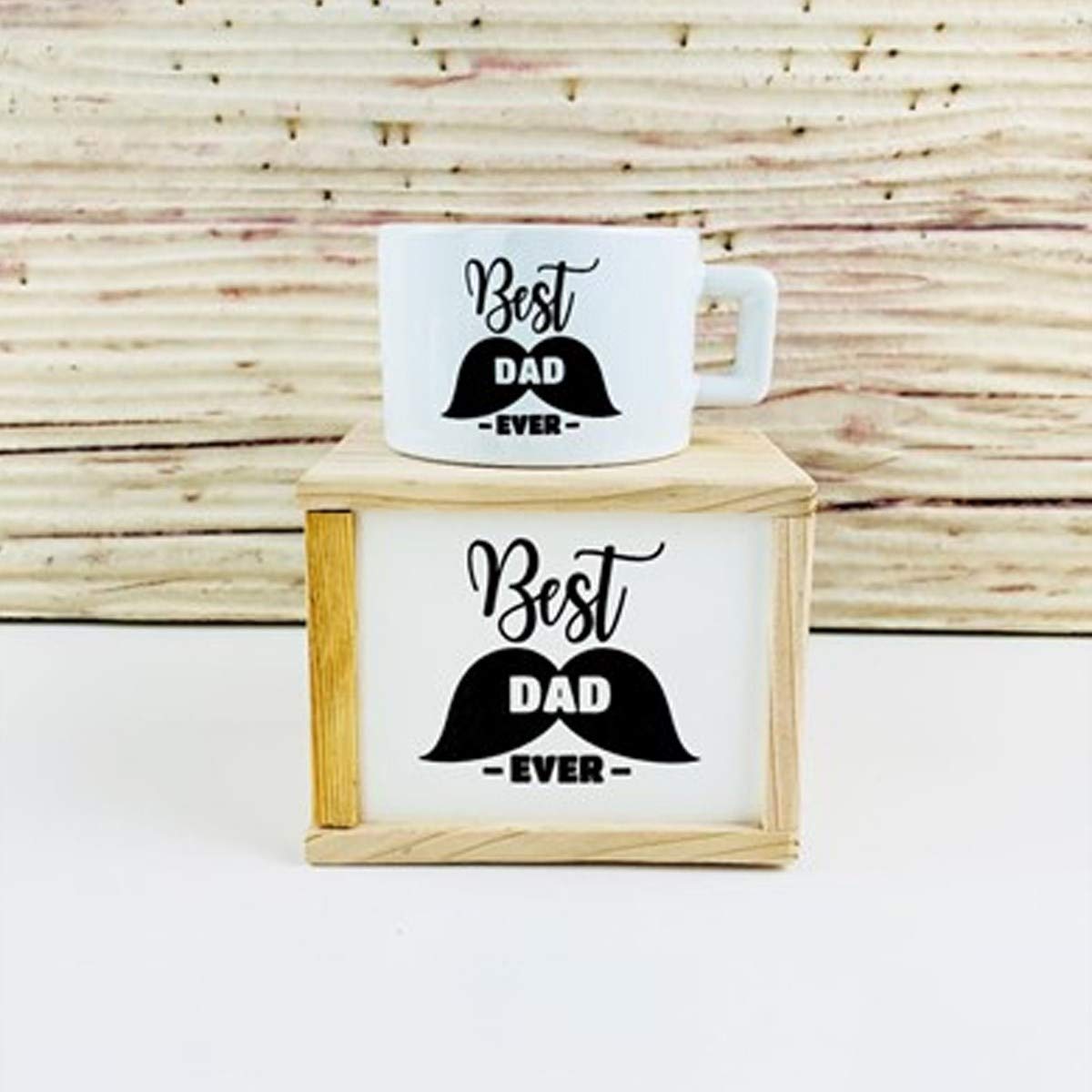 giftmoda Ahşap Kutunda Best Dad Kupa Bardak