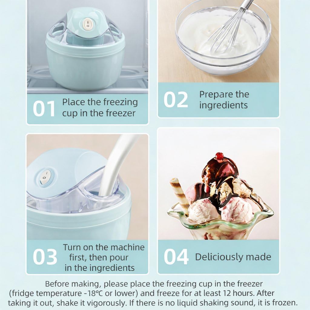 Mini Heladera Doméstica Pequeña, Mini Heladera Casera Con Cuchara, Máquina Para Postres De Un Solo Toque, Porciones Individuales De Gelato, Yogur Helado, Máquinas Eléctricas Compactas Para La