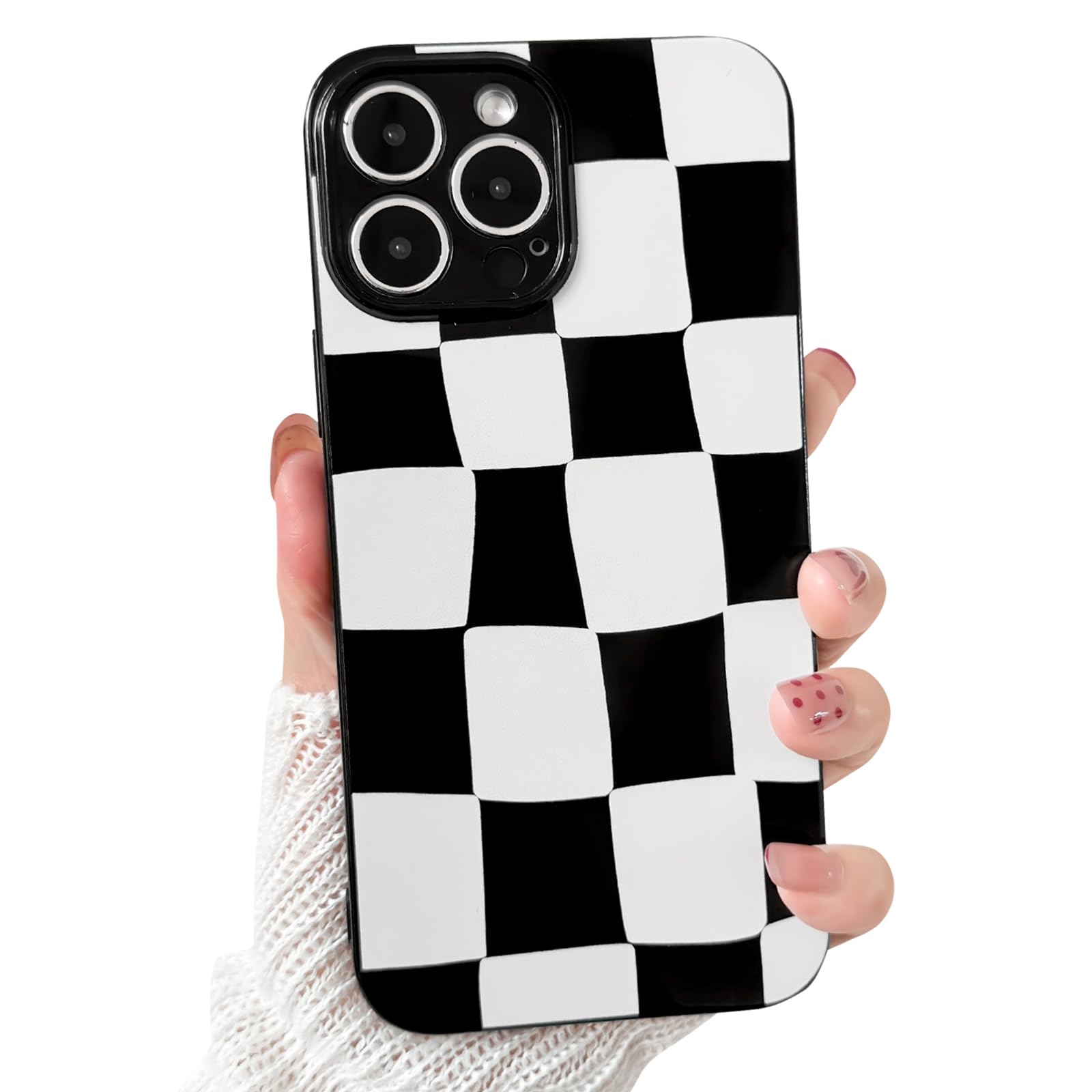 NITITOP Compatible with iPhone 14 Pro Case Cute Aesthetic Checkerboard Larger Blocks Pattern for Women Girl Trendy Slim Fit TPU Silicone Shockproof