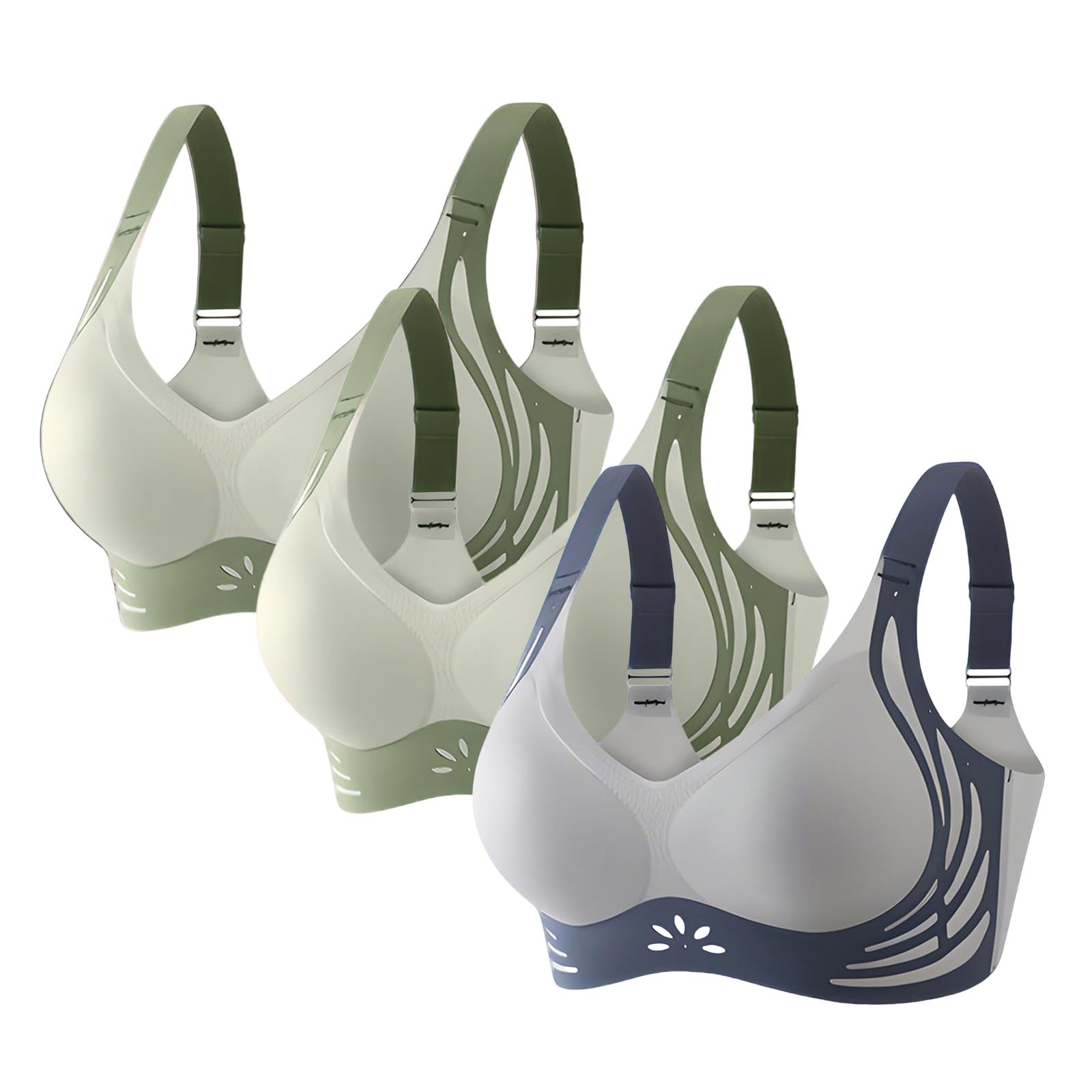 Biustonosze plus size dla kobiet UK Push Up Obwisłe piersi 3 szt. Bezszwowe, bezszwowe podparcie pleców z fiszbinami Podnoszenie bez fiszbin Biustonosz damski Freeolder Komfort na co dzień Duży biust