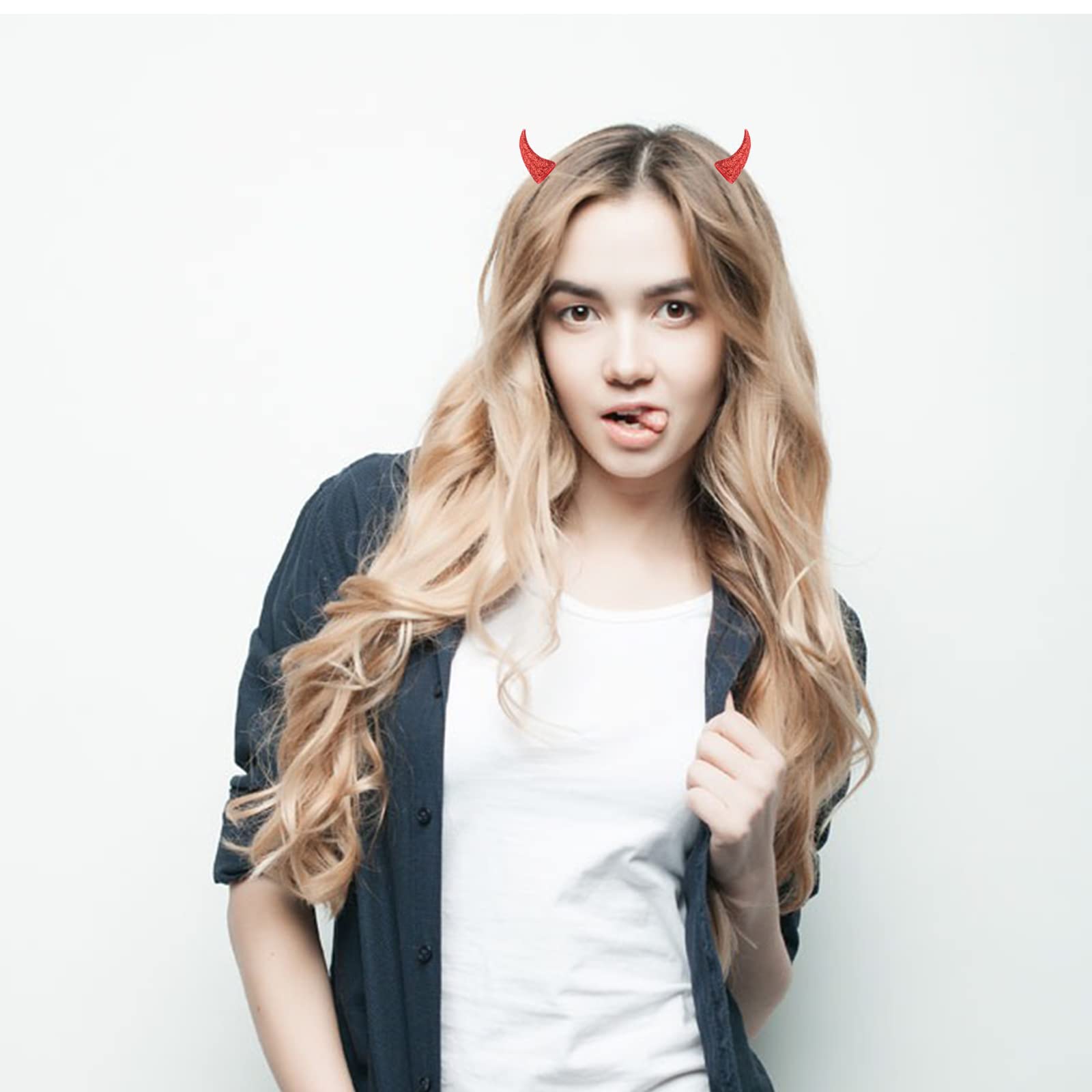Pinzas De Cuerno De Demonio Con Flores Rojas – Accesorio De Cabello Para Halloween, Estilo Gótico Y Cosplay, Horquillas Ligeras Con Rosas De Tela