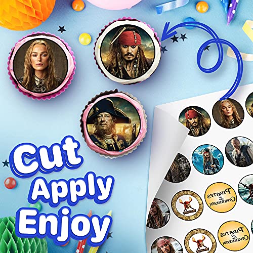30 X Edible Cupcake Toppers Themed Of Pirates Of The Caribbean Collection Of Edible Cake Decorations | Uncut Edible On Wafer Sheet #TOP1