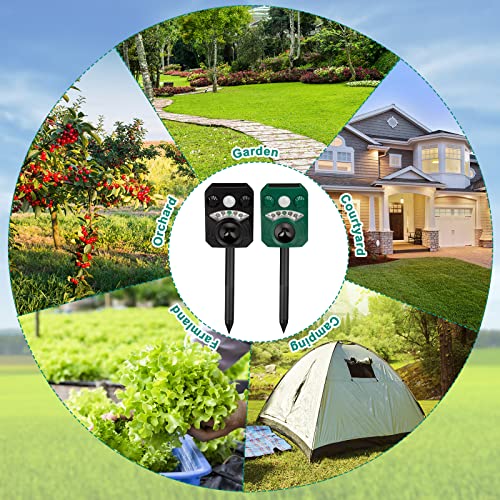Ultrasonic Animal Repellent Solar Animal Repeller Ultrasonic Dog Repeller Deer Deterrent Deer Repellent Device Repels Cat Deer Raccoon Dog Rabbit Skunk Squirrel For Outdoor Yard (Black, Green, 8 Pcs) #TOP6