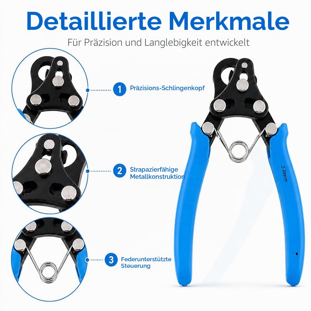 One Step Looper, 3 mm Looper Zange für Schmuckherstellung, Drahtrollzange zum Biegen & Wickeln, Mehrzweck Schmuckzange, Zange Schmuckherstellung für Halsketten, Armbänder, Ohrringe(Blau)