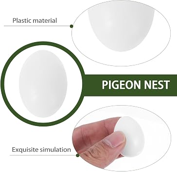 CRAFTHROU Solid Plastic Pigeon Eggs 30Pcs for Nesting and Artificial Incubation with Dummy Bird Eggs for Parrots and Pigeons