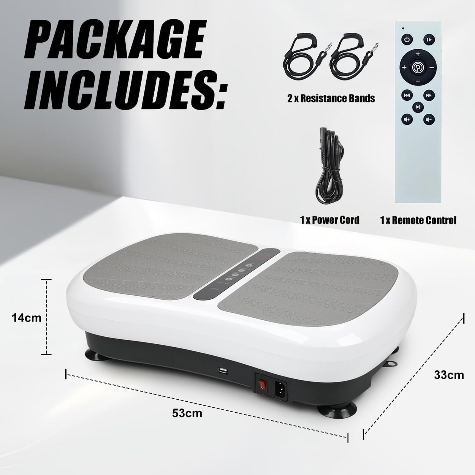 Triclicks Fitness Plataforma Vibratoria Ultra Slim, Plataforma de Vibración con Altavoces Bluetooth + Reproductor de Música USB + 180 Niveles+2 Bandas de Entrenamiento