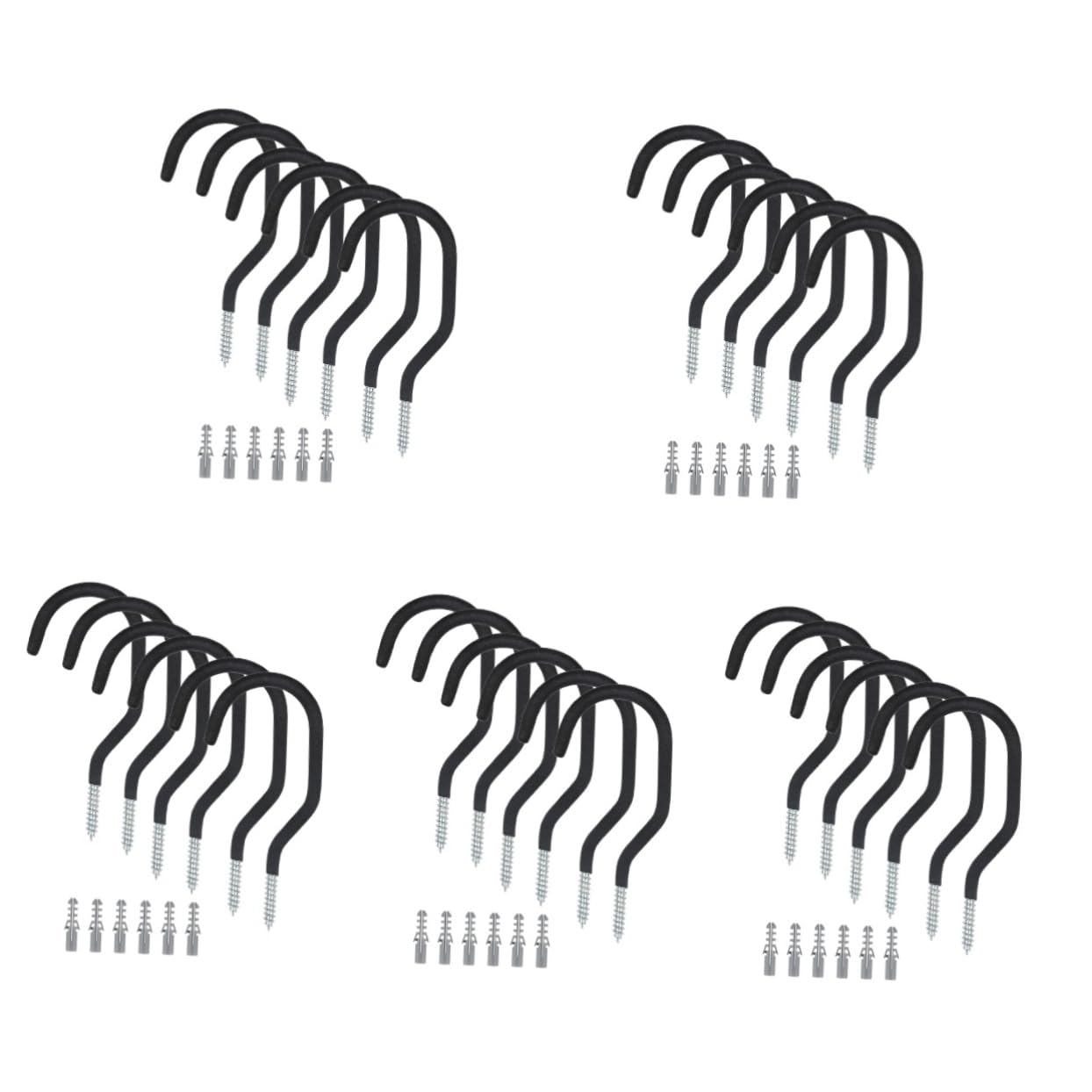 DOITOOL 5 Set Copertura Del Gancio Della Bicicletta Scopa Appendiabiti Blocca L'alta Sicurezza Gancio Per Capannone Cremagliera Ciclo Serrature Stand Acciaio Galvanizzato Black 6 Pezzi * 5