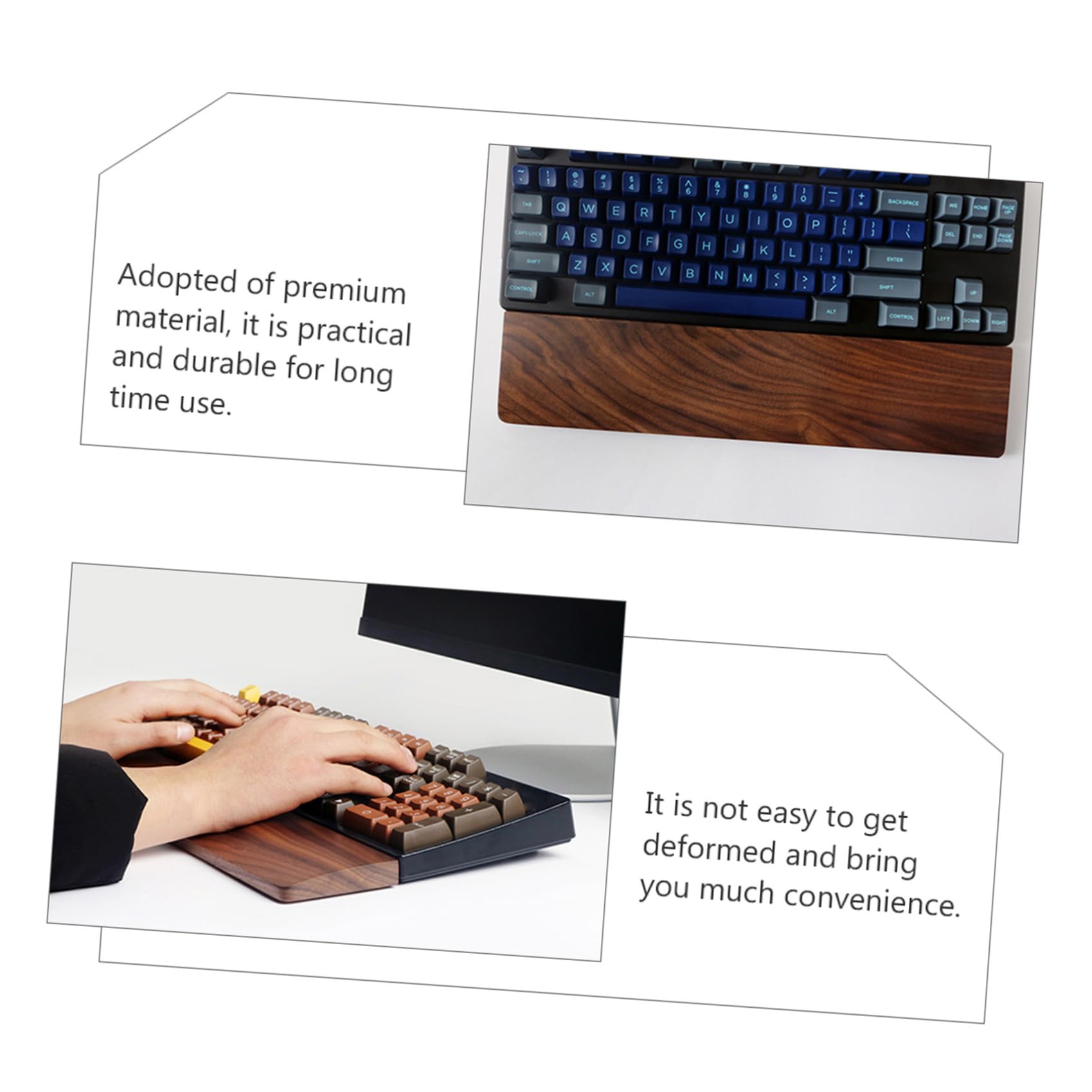 Handgelenkauflage für Tastatur aus Walnussholz 440mm Ergonomisch