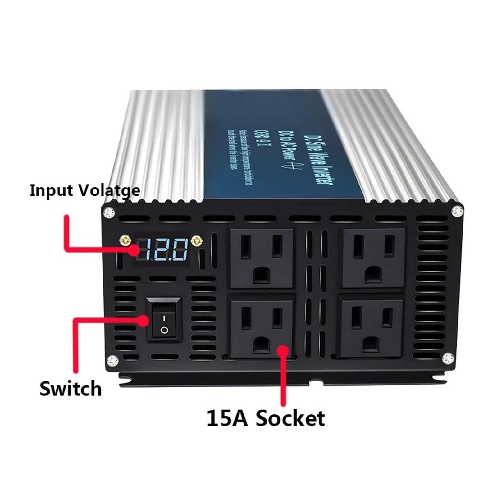 Convertidor Adaptador Inversor Sinusoidal para Pura 12V/24V 120V/220V 1500W SE Batería Litio 36V 48V DC 110V 130V 230V 240V AC Convertidor Potencia Fuera Red inversor
