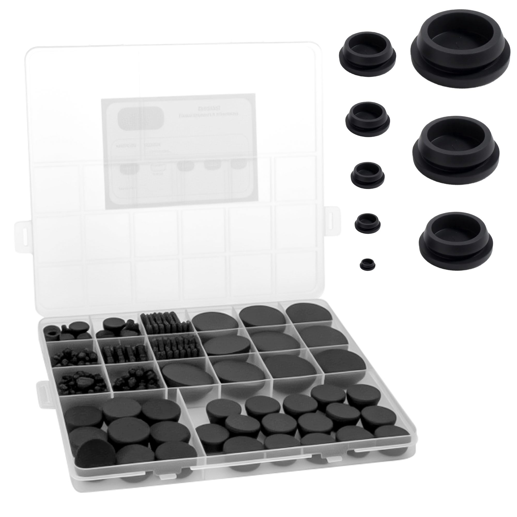 125Pcs Rubber Plug for Round Holes, Various Sizes of Round Hole Silicone Tool,Silicone Plug Holes Snap Locking with Assorted Sizes for Car Wiring Furniture
