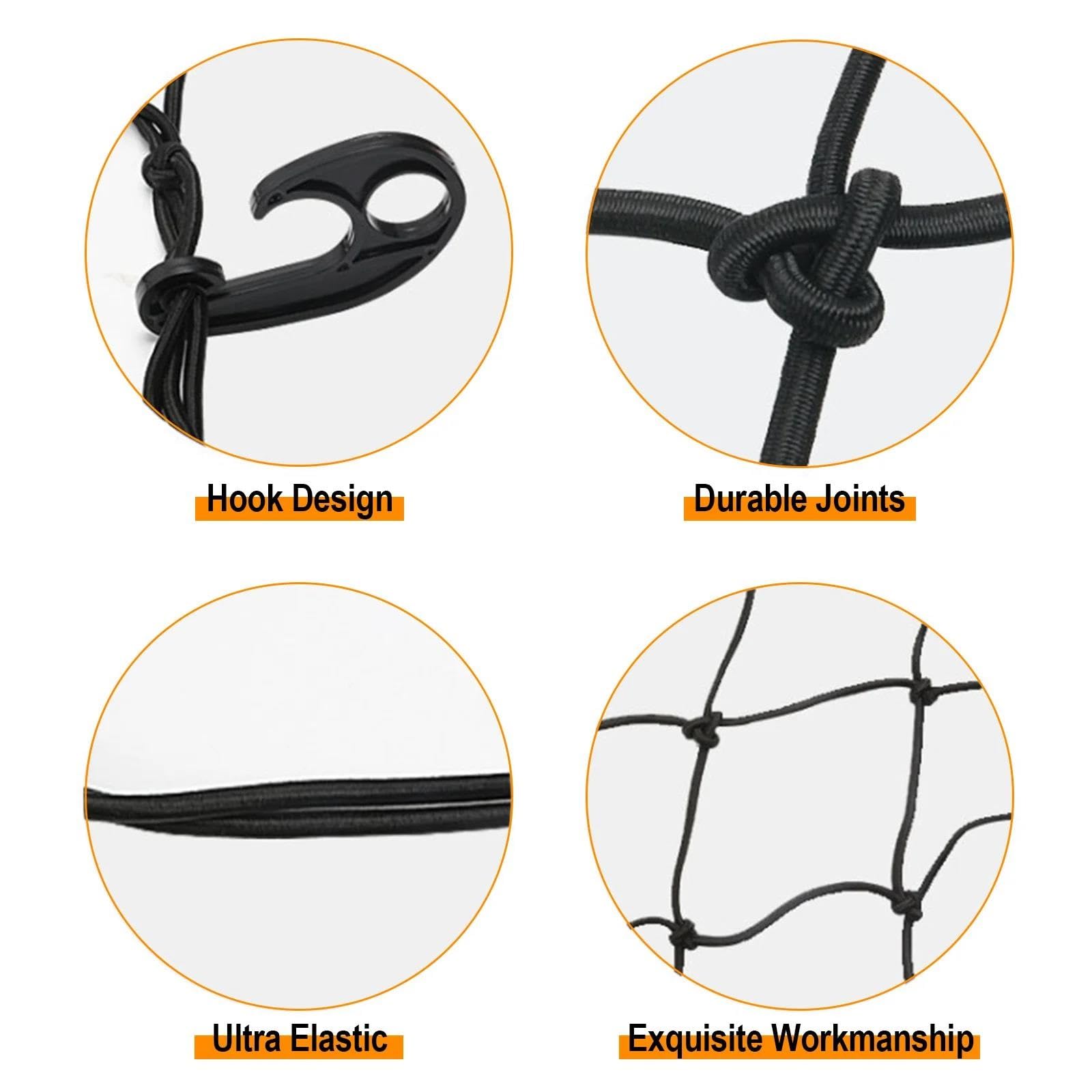 Gepäcknetz Ladungsnetz Mit 16 Karabinern Bungee-Ladungsnetz Latex-Ladungsnetz Die Ladefläche Von Pickups Und Für Den Reisegepäckträger Auf Dem Dach Eines SUV Aufbewahrung Netz