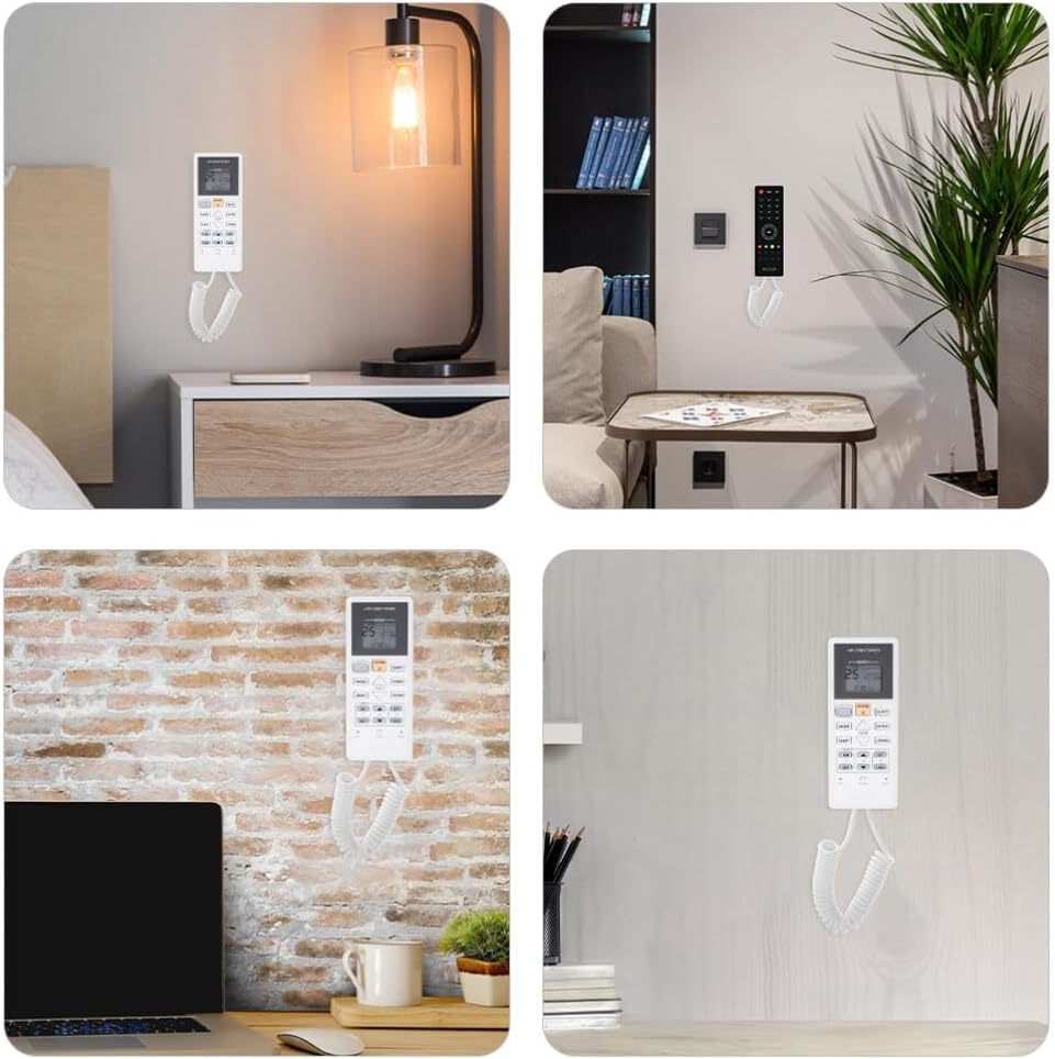 Image of Magnetic Remote Control Holders Wall Mount with Spring Ropes - Safely Secure Remotes, Wall-Mount with No Drill Self-Adhesive, Anti-Lost, Extendable Spring for All TV Remotes (6)