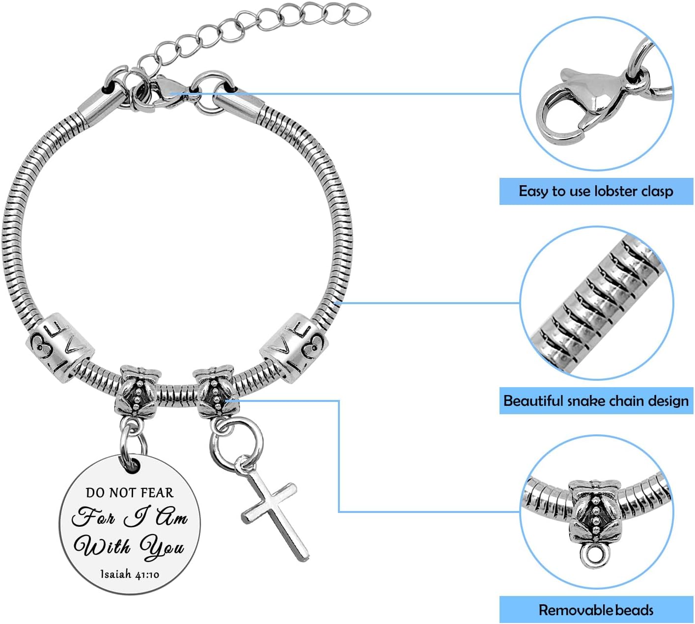 Bible Verse Gifts for Women Christian Bracelets Gifts Inspirational Religious Gifts for Friend Sister Mom Her Faith Bracelet Baptism Gifts Confirmation Gifts Christmas Birthday Gifts - Image 6