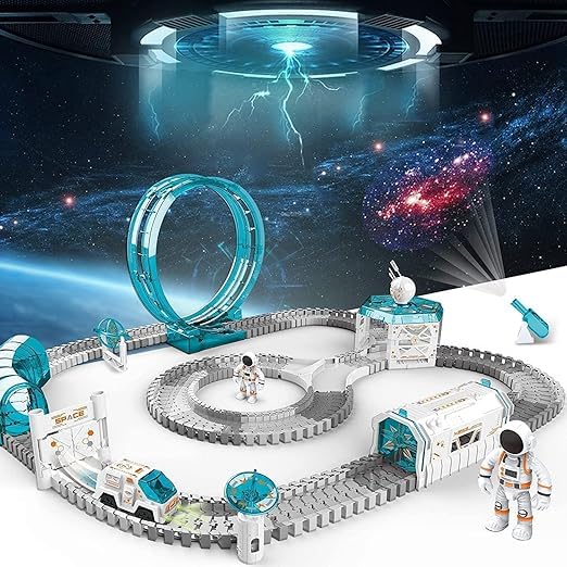 Space Toys for Kids, 204PCS Train Toys for Boys 6-8 with 1 Mini Star Projector, 1 Light Up Car and 2 Astronaut Dolls, Flexible Race Track Birthday Xmas Gifts Set for Girls Boys 4-7 (204 Pcs) 2024 (B0D8W2DB2M) Amazon Price History, Amazon Price Tracker
