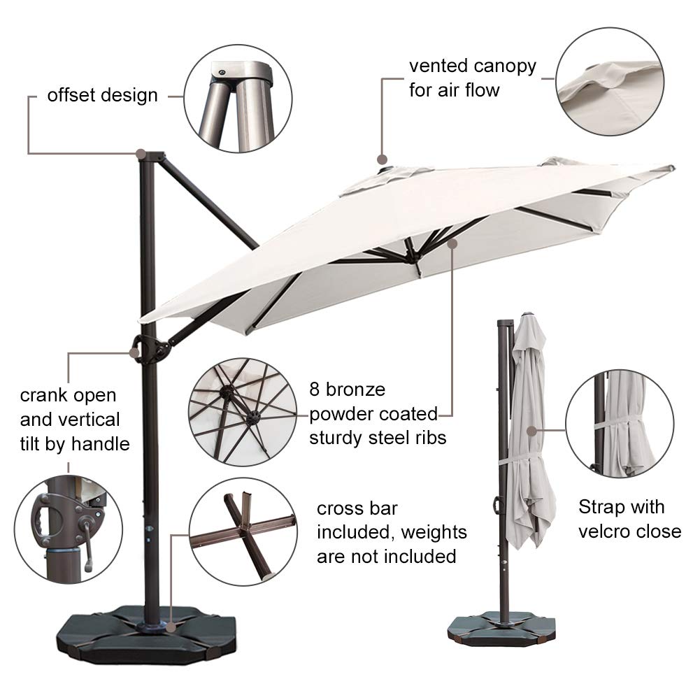 Abba Patio 8 X 10ft Offset Patio Umbrella Rectangular Cantilever Outdoor Hanging Umbrella With Crank Easy Tilt Cross Base For Garden Deck Backyard Pool Sand Buy Online In Colombia At