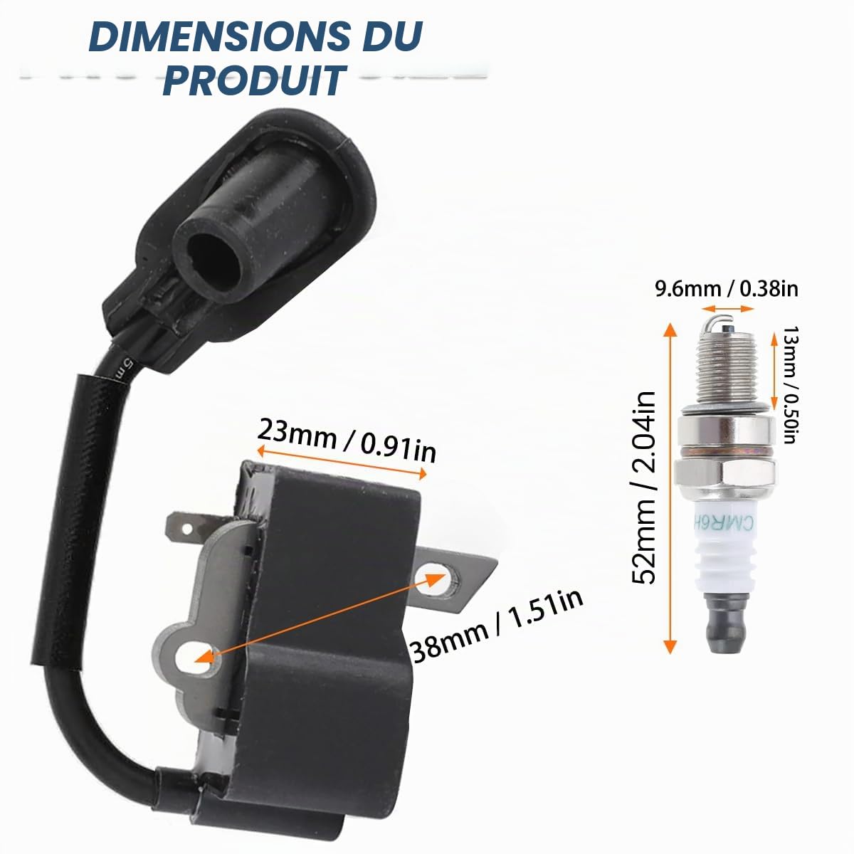 ZAMDOE Bobine d'allumage 4282 400 1305 compatible pour Sthil souffleur de feuilles à dos BR500 BR550 BR600 BR700, remplace 4282 400 1305, 4282-400-1308, 4282 400 1310