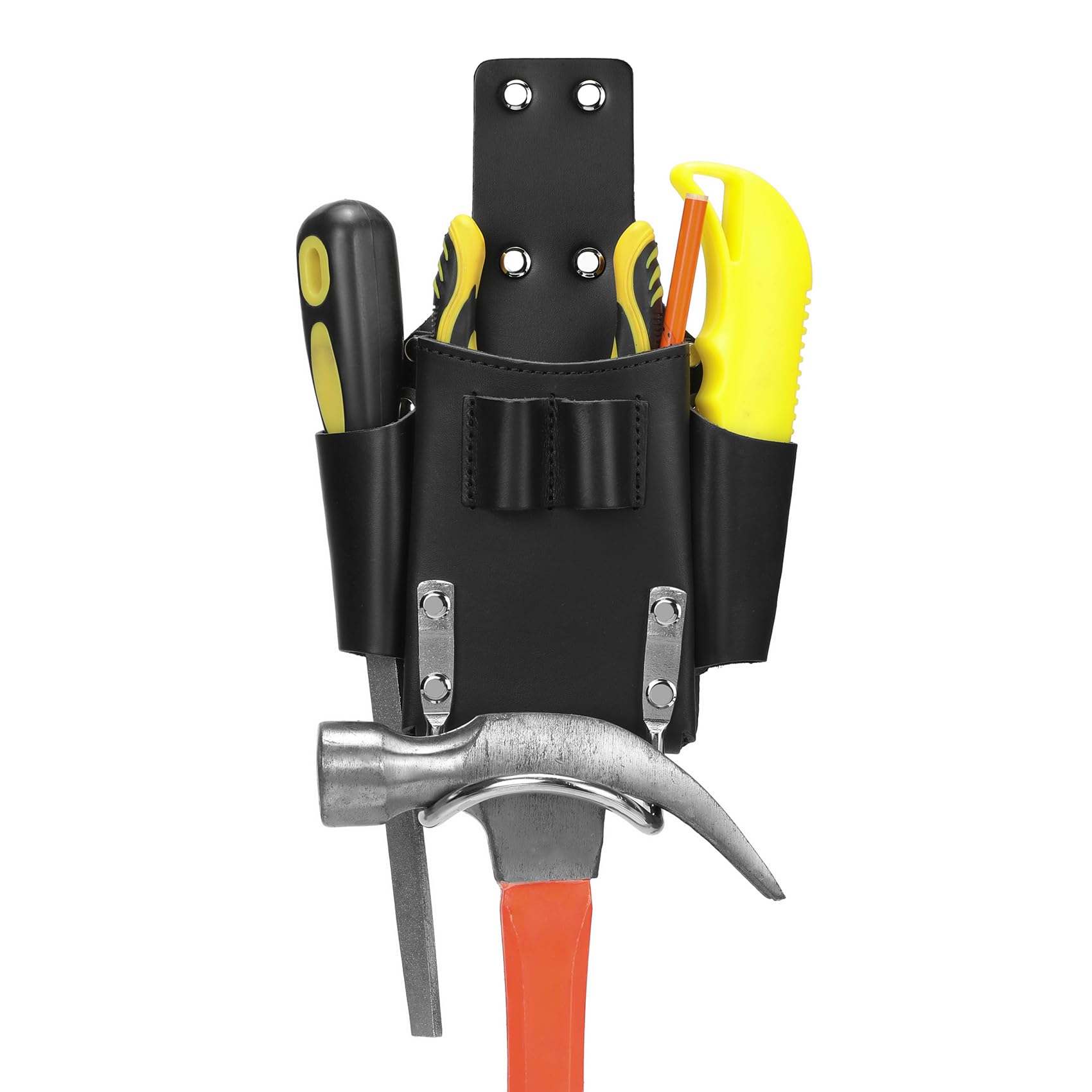 Ceinture Porte-Outils, Pochette pour Ceinture, Sac à Outils en Cuir véritable, Porte-Marteau pour charpentiers, couvreurs, Artisans (Noir)