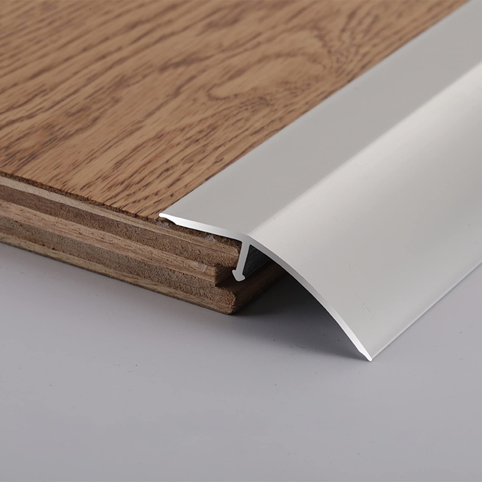 Remys Silver Aluminum Tile To Wood Floor Cover Edge Strips,Black Gold Thresholds Reducer For Restaurant Hotel, Wide Floor Transition Strip(,105Cm/41.3In)