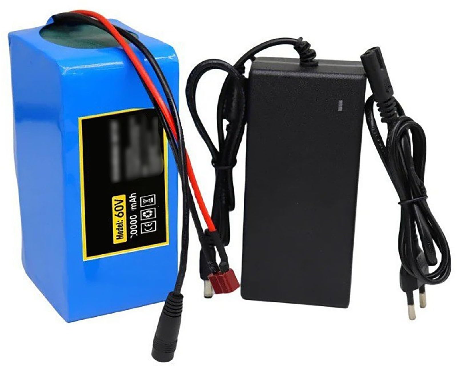 Batería De Bicicleta Eléctrica 60V 30AH Alta Potencia Con Cargador Y BMS 16S2P Impermeable Repuesto Extraíble For Motor 200W-1000W(T)