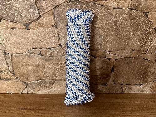 Polyester Rope Cord. Paracord. Braided High-Tenacity Nylon Cord. 6MM * 10M, Made in Spain. White with Blue - Image 4
