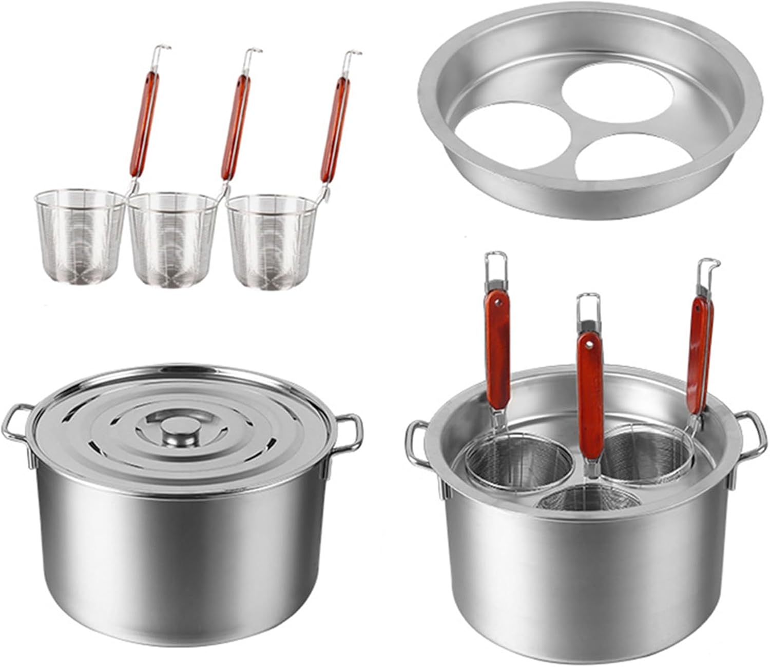 Insert Set,Pasta Steamer Pot and Strainer Basket Cookware,Multipots for Home,Kitchen,Restaurant