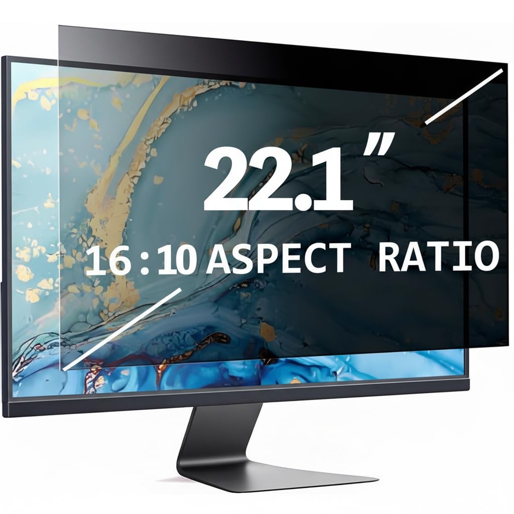 Filtro de Privacidad para Monitor de Ordenador de 22 Pulgadas 16:10, Anti Luz Azul y Antideslumbrante, Filtro de Pantalla Desmontable de Protección Visual.