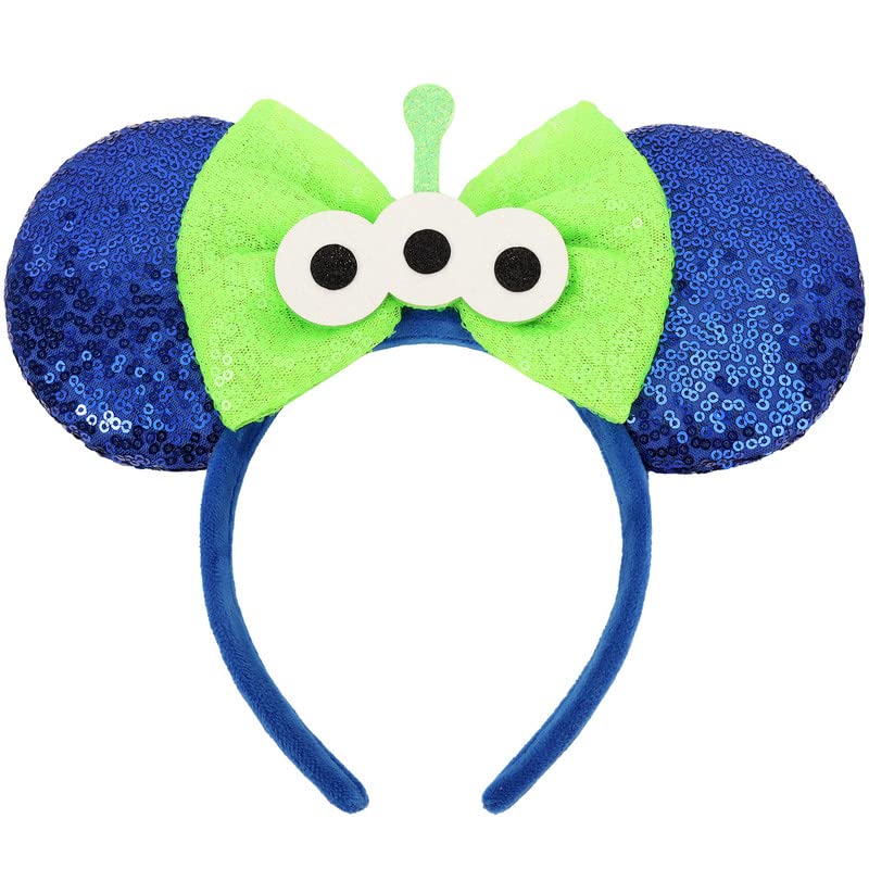 Diadema de orejas de ratón, orejas de ratón de lentejuelas para mujeres, niñas y niños, diadema de lazo brillante para decoración de fiesta de