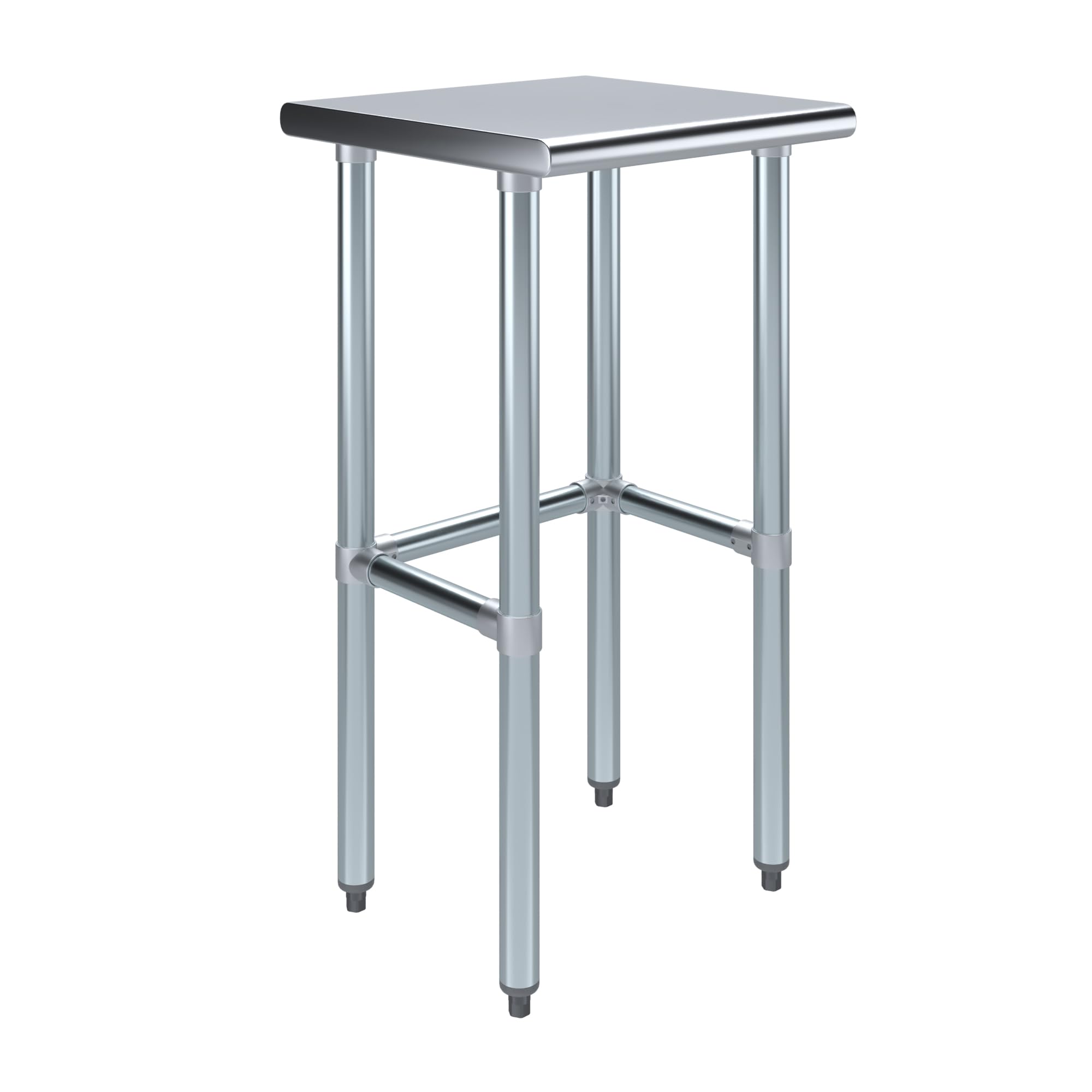 AmGood Stainless Steel Work Table Open Base | Metal Work Bench (Stainless Stee Table Open Base, 18" Long x 18" Deep)