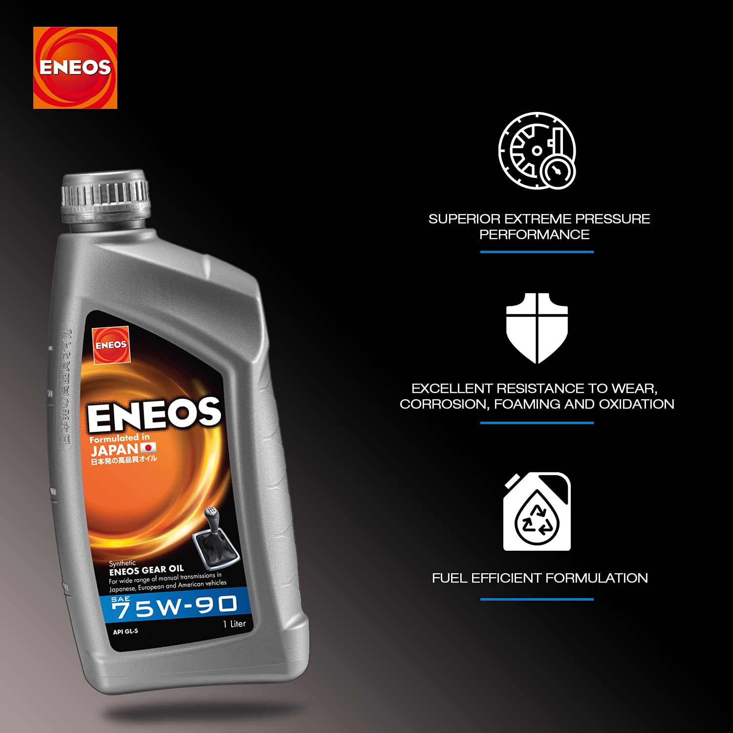 Eneos Gear 75W90 1 Litre High Performance Synthetic Gear Oil