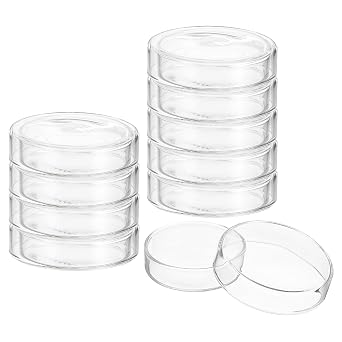 PATIKIL 60mm High Borosilicate Glass Petri Dishes with Lids, 10 Pack Petri Plates Tissue Culture Plate for Lab Science Experiment, Clear