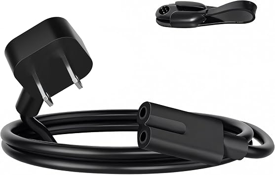Elecan Non-Polarized 45 Degree Flat Plug Replacement TV Power Cord 4 Ft, 2-Prong 1-15P to IEC 320 C7 C8 AC Supply Cable Low Profile for LG Sony Samsung Apple TV LCD LED Xbox, 18/2 AWG-ETL+ Organizer
