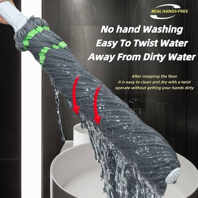 Image of Self-Wringing Squeeze Mop with Extendable Handle,Microfiber Twist Mop for Floor Cleaning, for Hardwood, Tile and Laminate Floors