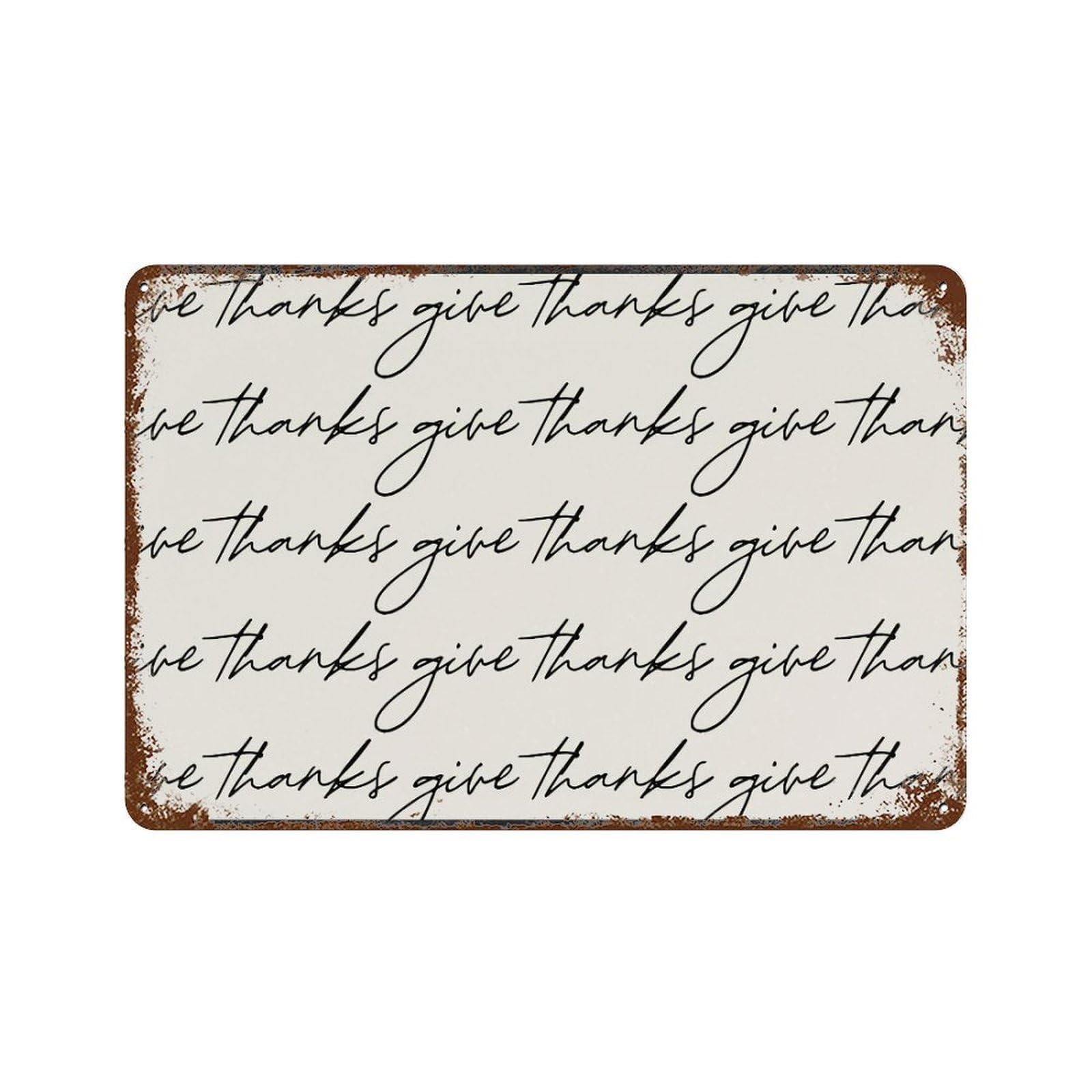 xiaoxiaoshen Thanksgiving Minimalist Handwritten Repeating Pattern Wall Decor Art Metal Tin Poster Modern Home Decor Art Home Bar Shop Decorations Vintage Sign 20x30cm