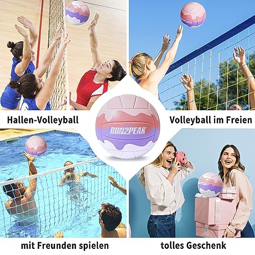 Run2Peak Super Soft Volleyball Pink Purple Ball Gifts For Teen Girls Youth Team Beginners Durable Volleyballs For Outdoor Indoor Beach Pool Water Play Official Size 5 Training Volley Ball #TOP4
