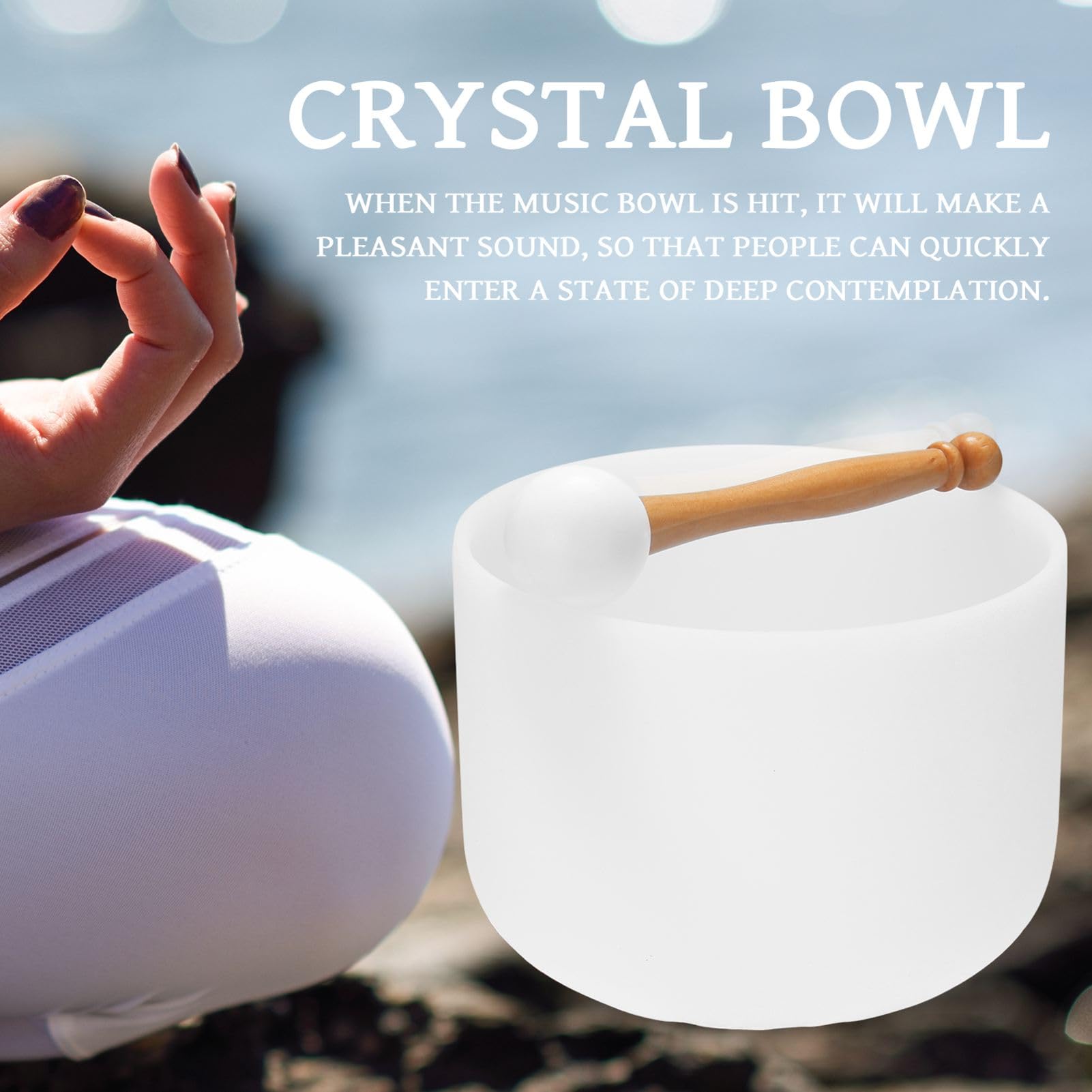 Walmeck Campana Tibetana in Cristallo 440HZ Strumento a Percussione Terapia del Suono Yoga Meditazione Guarigione con Anello in Gomma Antiscivolo Robusto per il Regalo di Relax (Nota C)