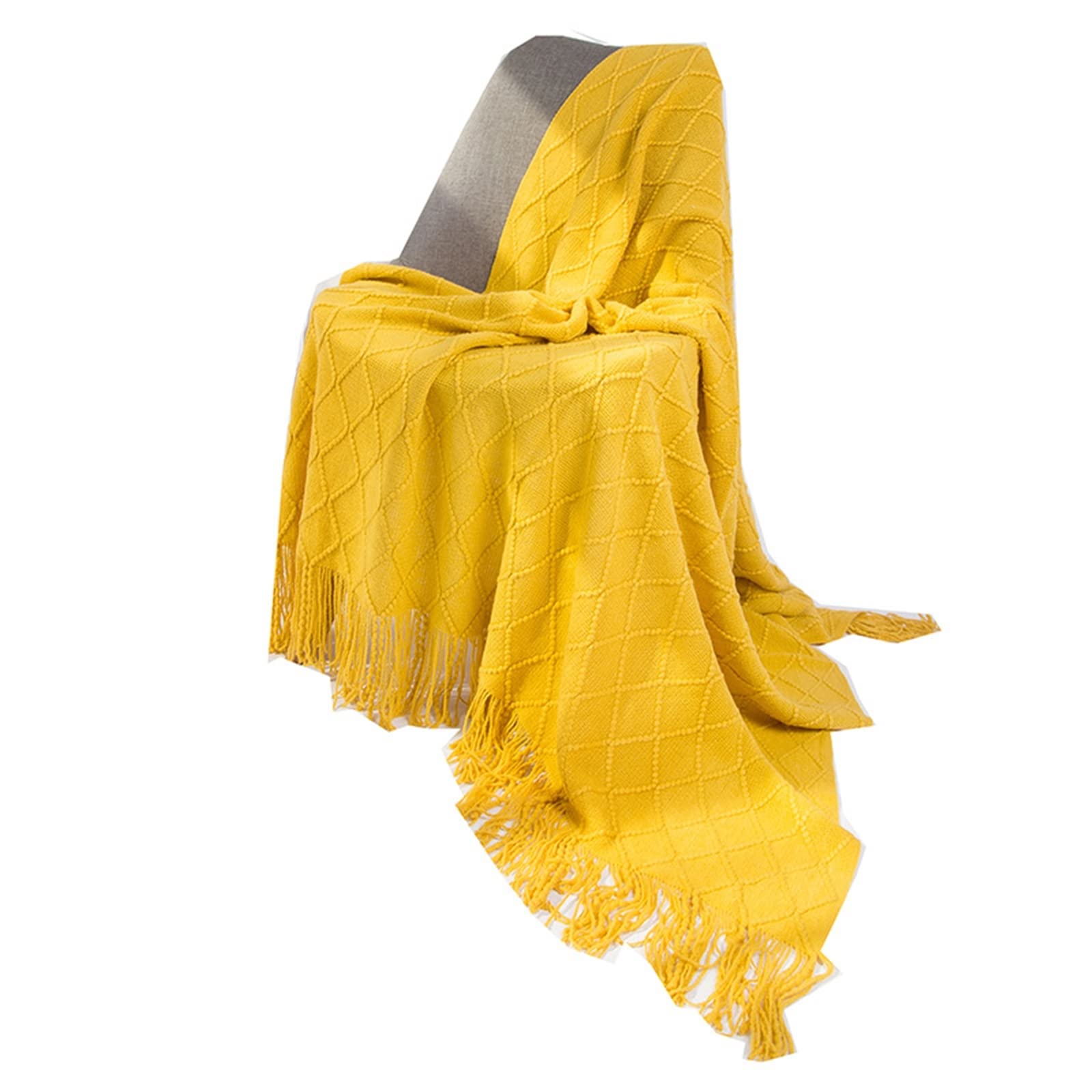 Foulard Femme Jaune, Écharpe Unisexe Fibre Acrylique Châle à Franges Couverture de Grande Taille Sciarpa Calda Alla Moda