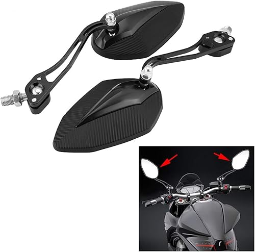 Miniatura 3 de Espejo retrovisor de motocicleta negro cromado para scooter, par de espejos retrovisores universales de aleación de aluminio de 0.315 in y 0.394 in