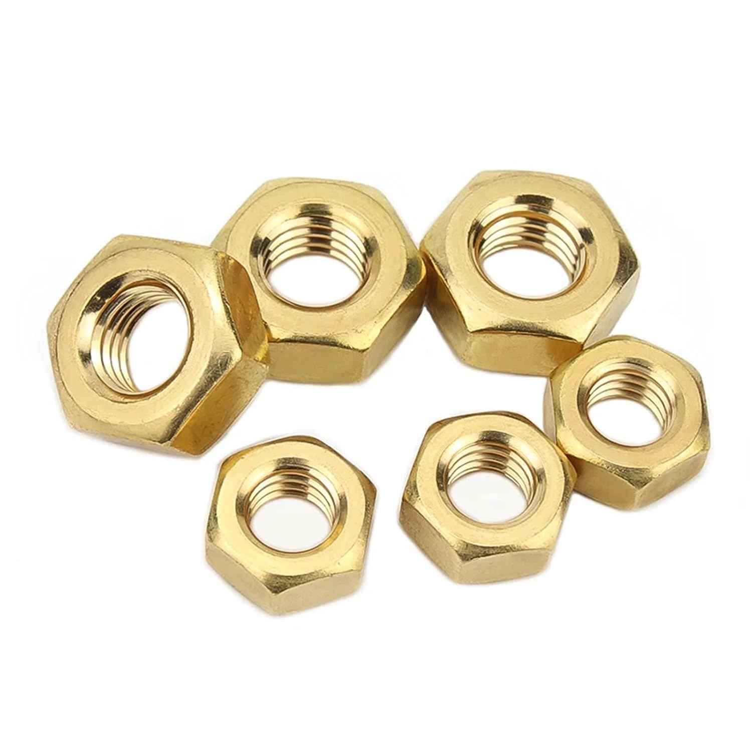 5/10 /50/ 100pcs DIN934 Solid Brass Copper Hex Hexagon Nut for M1.4 M1.6 M2 M2.5 M3 M4 M5 M6 M8 M10 M12 M14 -M20 Screw Bolt(M4 (50pcs))