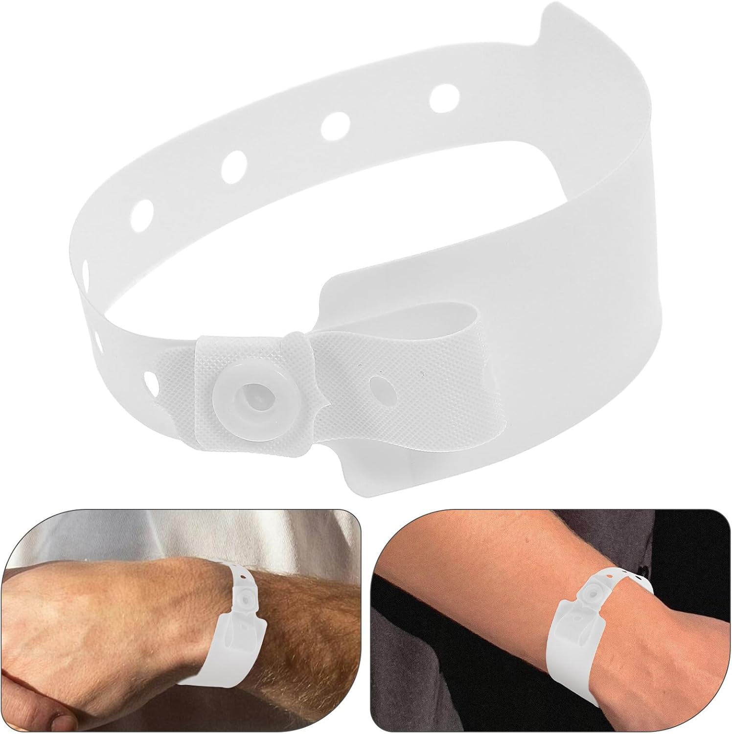 200pcs Disposable Waterproof Tear-Resistant Writable Id Wristbands Adult White Hospital Patient Identification Bracelets for Nursing Admission