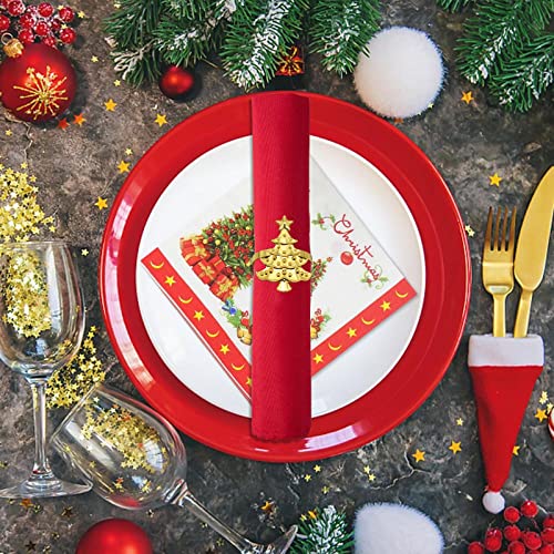 Christmas Tree Napkin Rings, 6PCS Gold Napkin Buckles Set for Xmas Table Decorations - Image 4