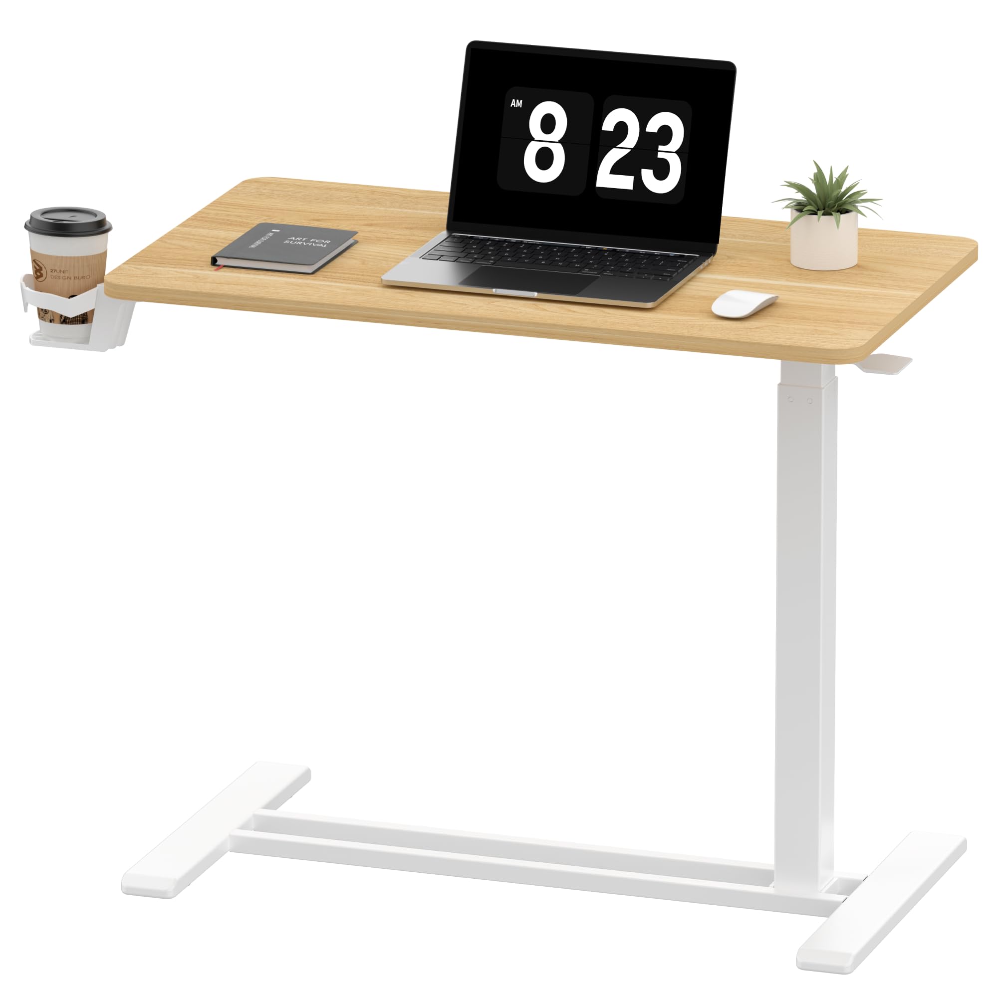 FLEXISPOT Adjustable C Table with Wheels, Mobile Snack Side End Table Sofa Couch Bedside Table Laptop Rolling Cart TV Tray Night Stand Small Space